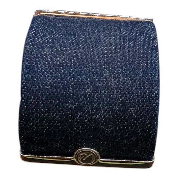 Swarovski Blue And Silver Toned Crystal Bar Stylish Blue Denim Cuff Bracelet - Picture 3 of 14